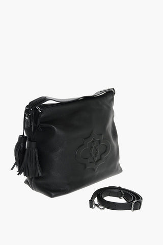 Textured Leather TAYLOR Shoulder Bag with Tassels and Shoulder Strap
