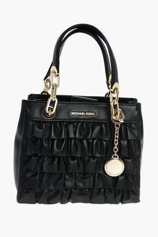Borsa a Mano CYNTHIA in Pelle con Parte Frontale a Balze e Tracolla