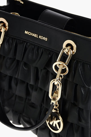 Borsa a Mano CYNTHIA in Pelle con Parte Frontale a Balze e Tracolla