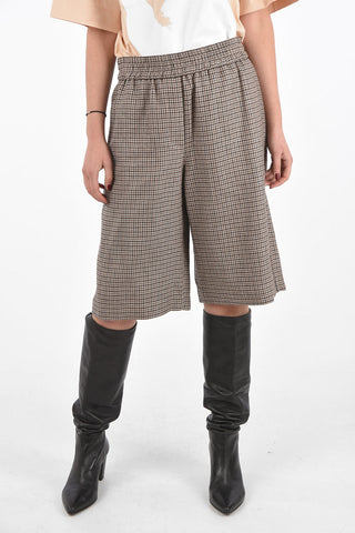 4 Pocket Houndstooth Shorts with Elastic Waistband