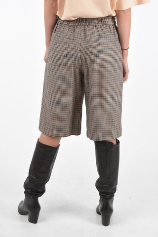 4 Pocket Houndstooth Shorts with Elastic Waistband