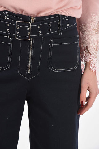 4 Pocket Drill Stretch Denims with Contrasting Stitchings and Belt