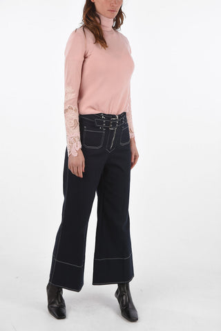4 Pocket Drill Stretch Denims with Contrasting Stitchings and Belt