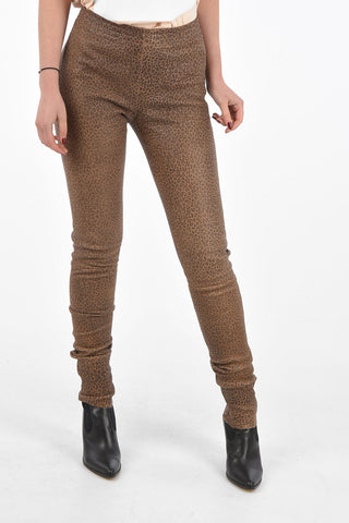 Animal Patterned Leather Leggings