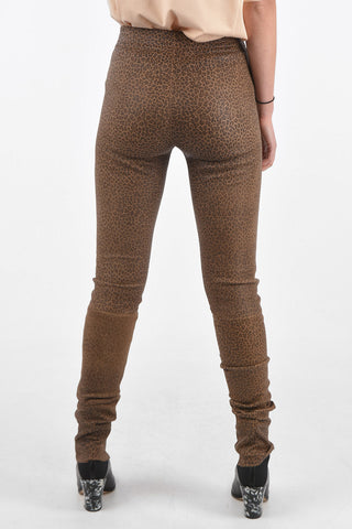 Animal Patterned Leather Leggings