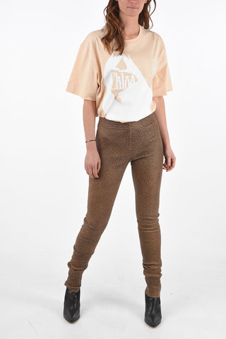 Animal Patterned Leather Leggings