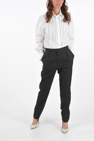 Lurex Pinstriped Pants with Hidden Fastening