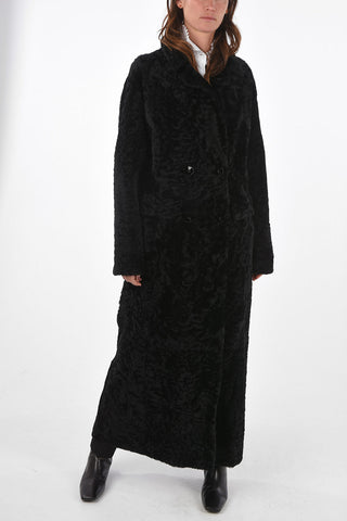 Longline Double Breasted Shearling Coat