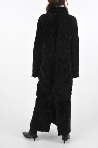 Longline Double Breasted Shearling Coat
