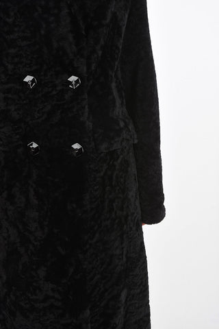 Longline Double Breasted Shearling Coat