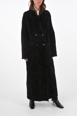 Longline Double Breasted Shearling Coat