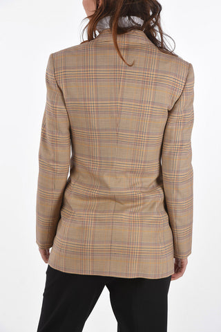 2 Buttons District Check Blazer with Flap Pockets