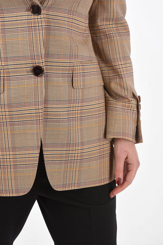 2 Buttons District Check Blazer with Flap Pockets