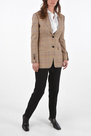 2 Buttons District Check Blazer with Flap Pockets