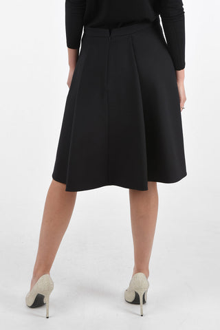 Asymmetrical Midi Skirt with Pleated Detail