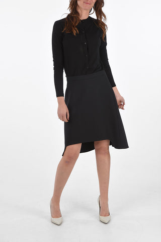Asymmetrical Midi Skirt with Pleated Detail