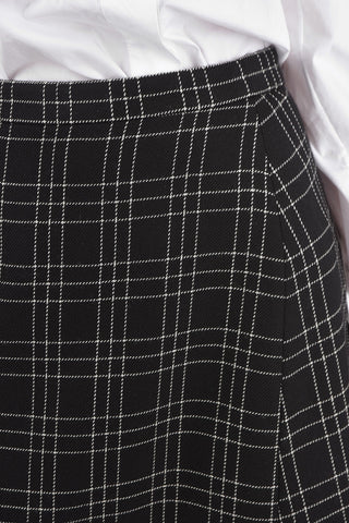 District Check Flared Midi Skirt