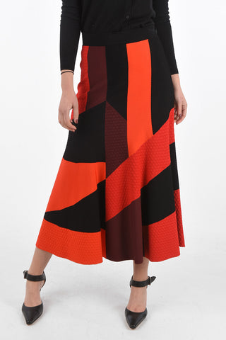 High-waisted Patchwork Skirt with Side Zip