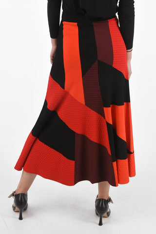 High-waisted Patchwork Skirt with Side Zip