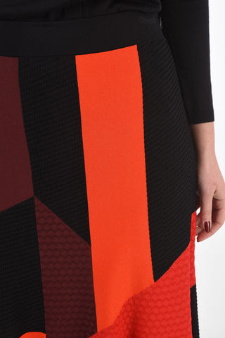High-waisted Patchwork Skirt with Side Zip