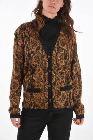 V Neck Animal Patterned Lined Cardigan