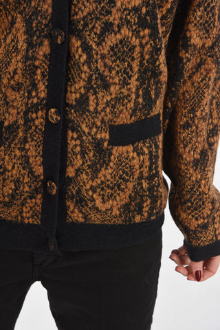 V Neck Animal Patterned Lined Cardigan