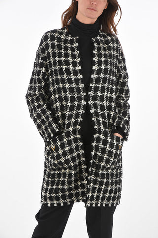 Unlined Overcheck Tweed Coat with Patch Pockets