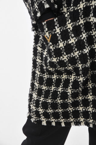Unlined Overcheck Tweed Coat with Patch Pockets