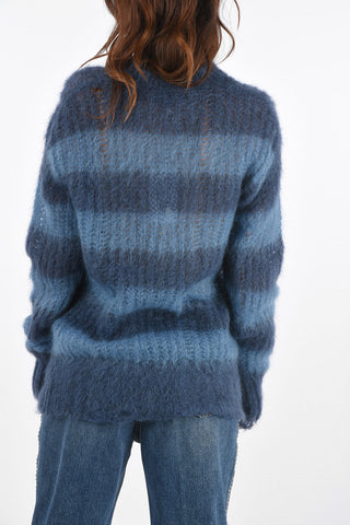 Crew Neck Striped Lived-in Feel Mohair Blend Sweater