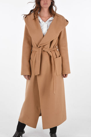 Single-breasted KENDAL Hooded Coat with Belt