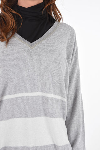 maglia scollo a V in lurex