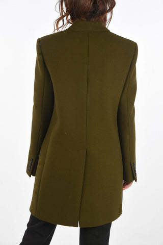 Double-breasted Peak Lapel Coat with Flush Pockets