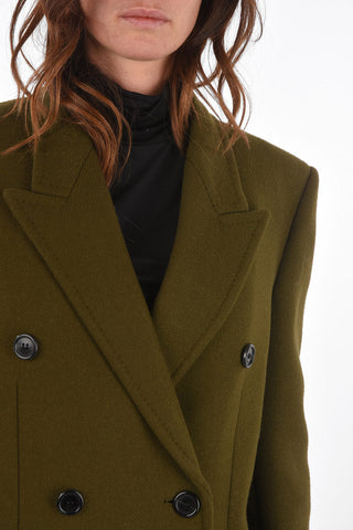 Double-breasted Peak Lapel Coat with Flush Pockets
