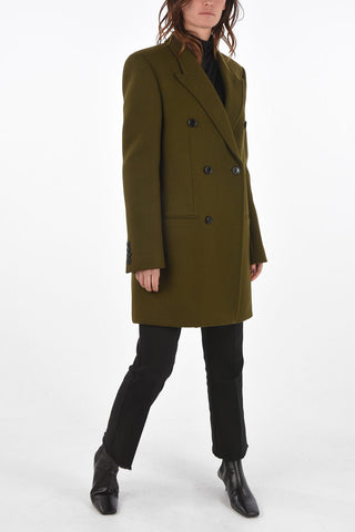 Double-breasted Peak Lapel Coat with Flush Pockets