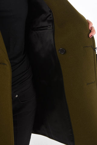 Double-breasted Peak Lapel Coat with Flush Pockets