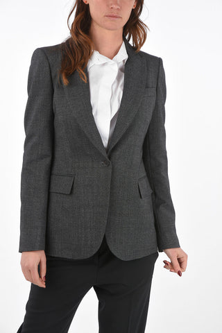 1 Button Peak Lapel Blazer with Flap Pockets