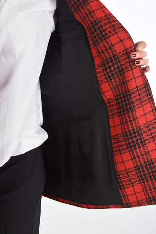 Double-breasted District Check Blazer with Velvet Peak Lapel