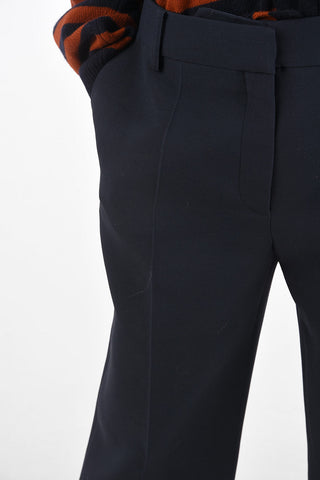 Pantaloni 4 Tasche in Lana e Seta con Chiusura a Scomparsa e Maxi Risvolto
