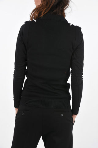 v-neck embroidered knit vest