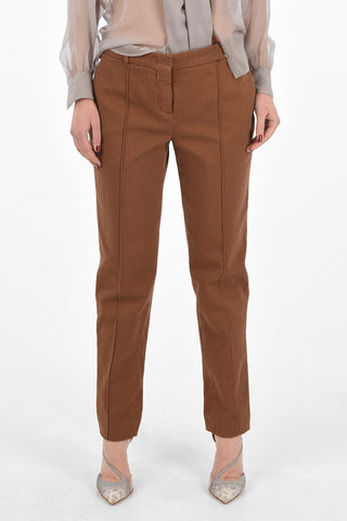 Pantaloni Slim Fit 4 Tasche con Passanti e Chiusura a Scomparsa