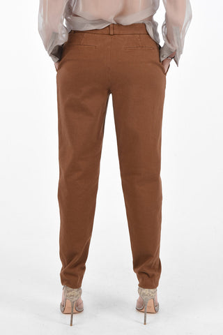 Pantaloni Slim Fit 4 Tasche con Passanti e Chiusura a Scomparsa