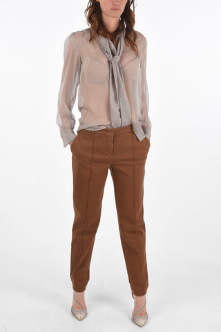 Pantaloni Slim Fit 4 Tasche con Passanti e Chiusura a Scomparsa