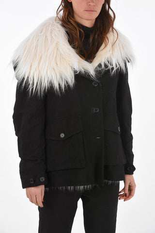 Eco-fur Lined Parka with Wool Back Application