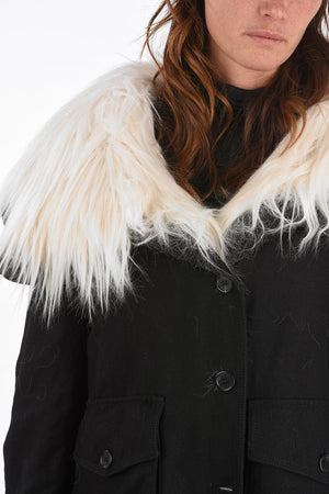 Eco-fur Lined Parka with Wool Back Application
