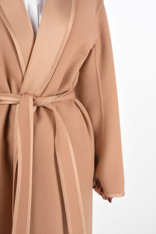 Shawl Lapel Cashmere Coat with Belt