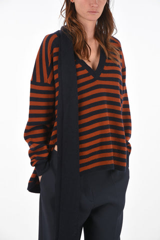 Maglia a Righe Tie Neck con Spacchi Laterali
