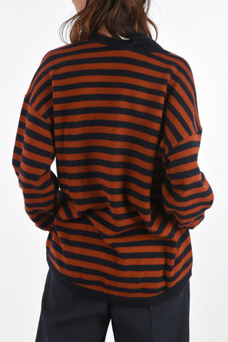 Maglia a Righe Tie Neck con Spacchi Laterali