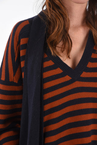 Maglia a Righe Tie Neck con Spacchi Laterali