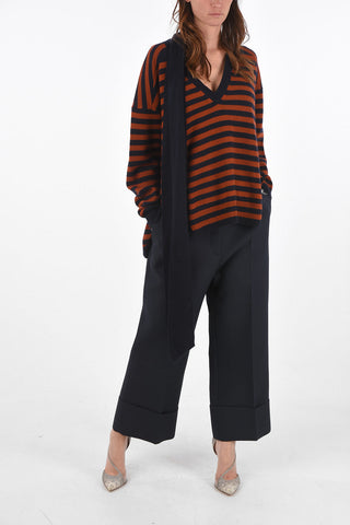 Maglia a Righe Tie Neck con Spacchi Laterali