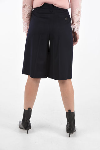 High-Waisted Double-pleated Wool Shorts